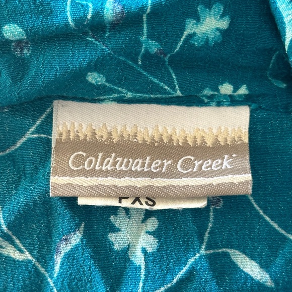 Vintage Coldwater Creek Blue Floral Print Collared Button Up Sundress Midi Dress - Picture 10 of 12